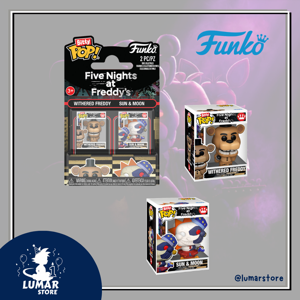 Blíster 2 Figuras Bitty POP! Five Nights at Freddy's: Withered Freddy & Sun & Moon