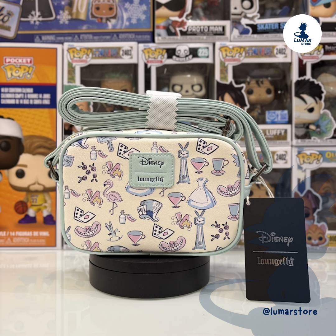 Bolso Bandolera Loungefly Disney Alicia en el País de las Maravillas Pastel AOP
