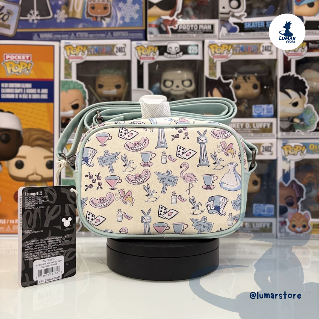 Bolso Bandolera Loungefly Disney Alicia en el País de las Maravillas Pastel AOP