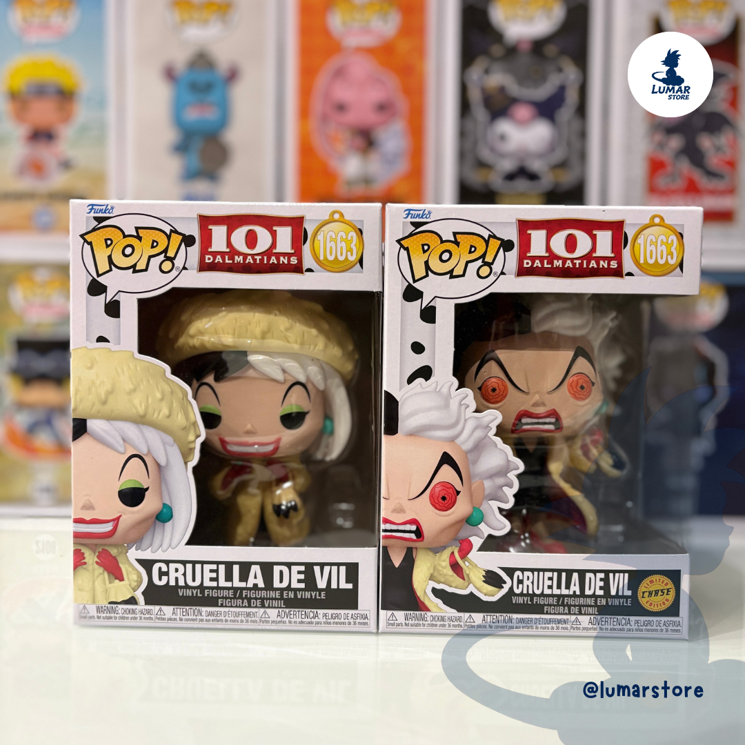 Bundle Funko Pop! Disney 1663 - Cruella de Vil (Chase + Regular) | 101 Dálmatas
