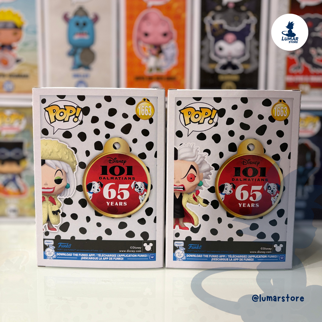 Bundle Funko Pop! Disney 1663 - Cruella de Vil (Chase + Regular) | 101 Dálmatas