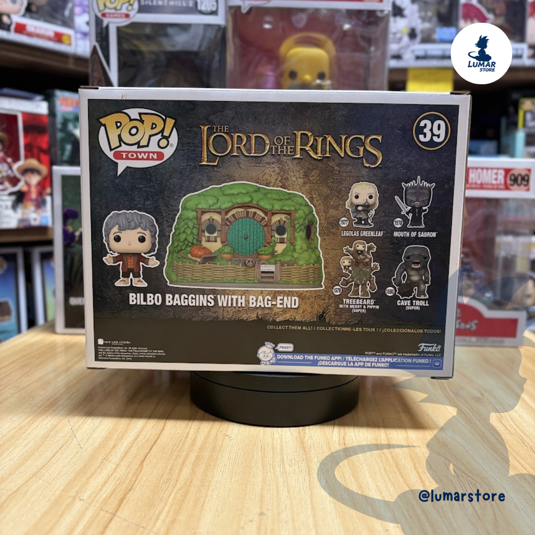 Figura Funko POP! Town: Bilbo Bolsón con Bolsón Cerrado (El Señor de los Anillos) #39
