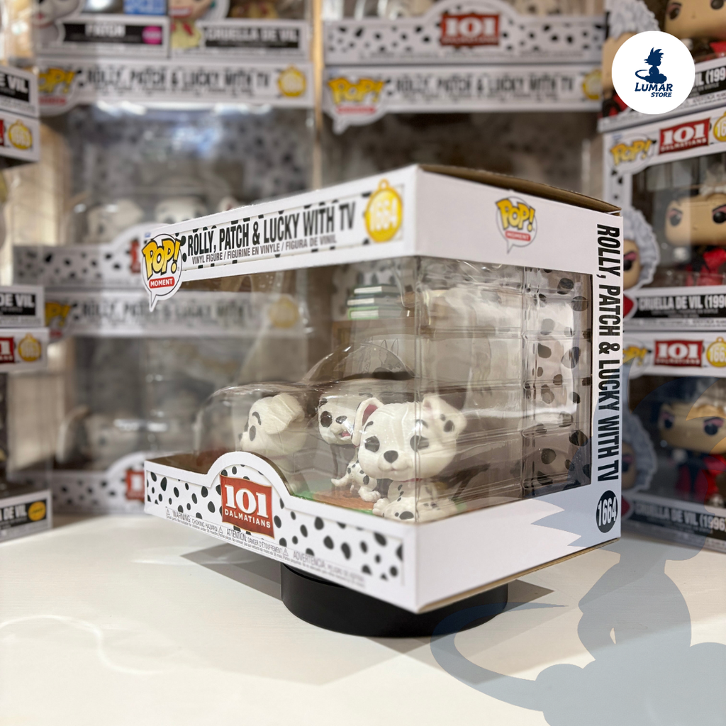 Funko Pop! Moment Rolly, Patch y Lucky with TV #1664 – Disney 101 Dálmatas