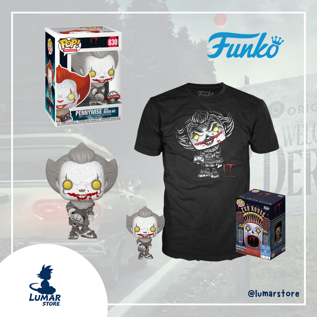 Funko Pop! Tee 830 Pennywise with Beaver Hat + Camiseta | IT Capítulo 2