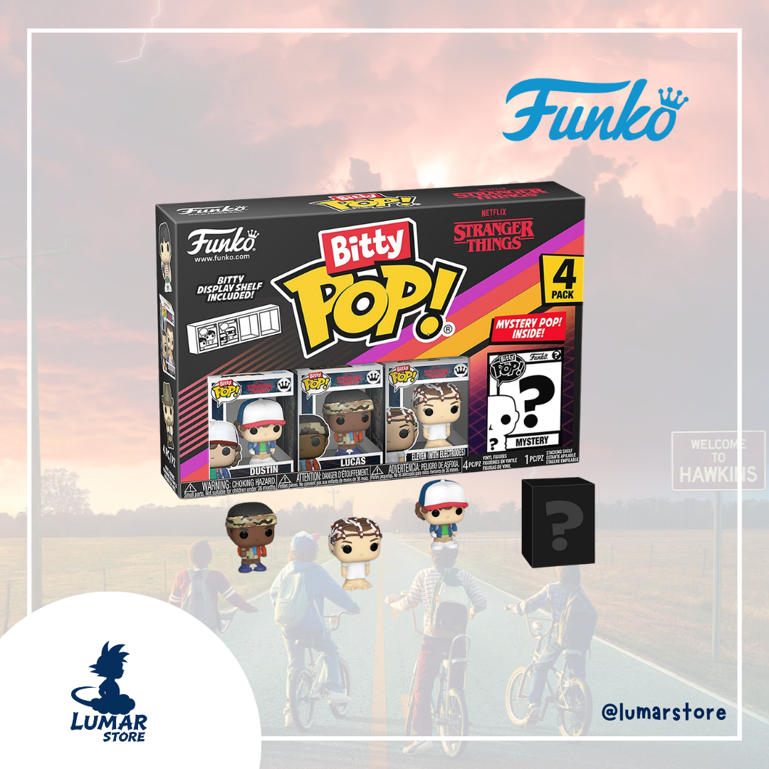 Pack 4 Figuras FUNKO Bitty POP! - Stranger Things: Dustin, Lucas, Eleven & Mystery