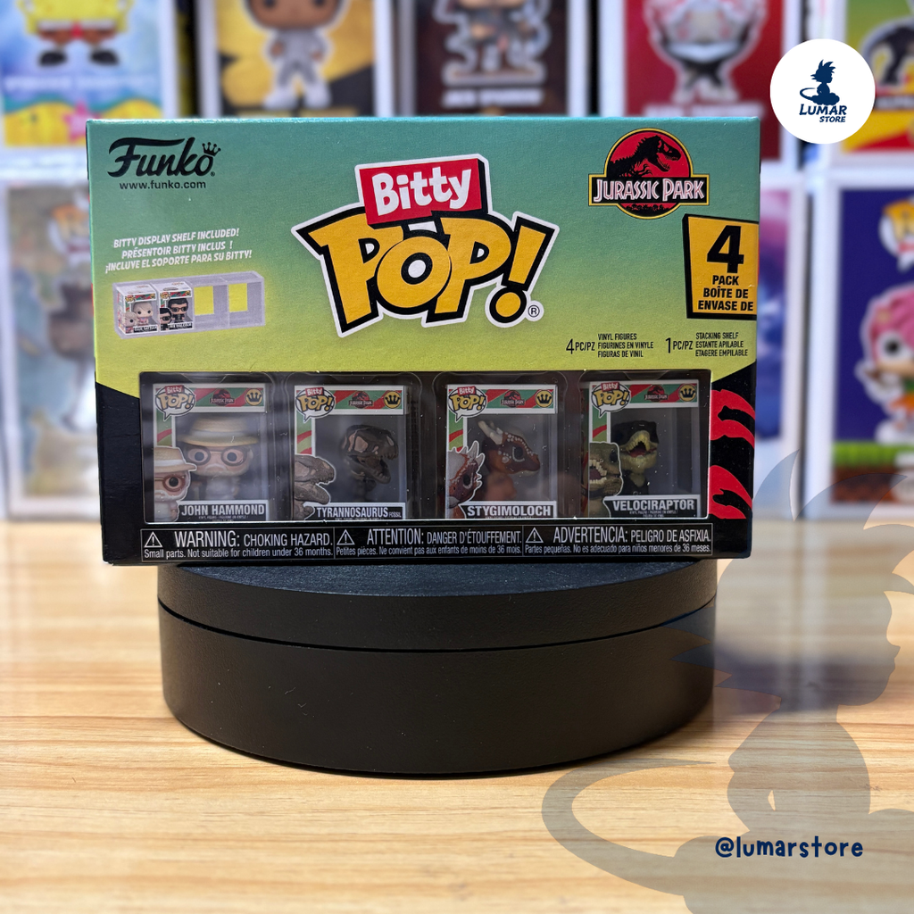 Pack 4 Figuras Funko Bitty Pop! Jurassic Park (Series 2) con Expositor