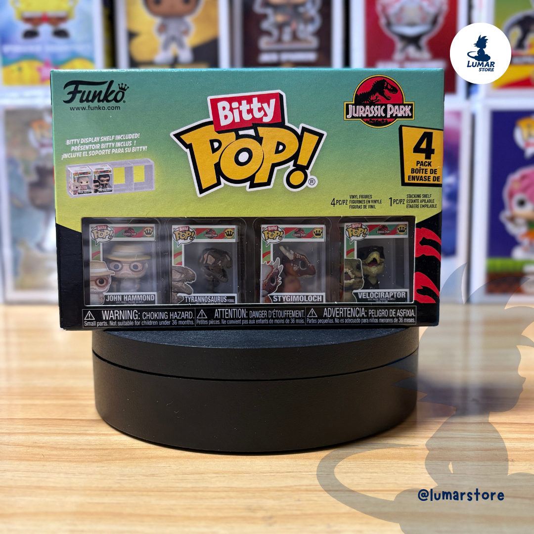 Pack 4 Figuras Funko Bitty Pop! Jurassic Park (Series 2) con Expositor