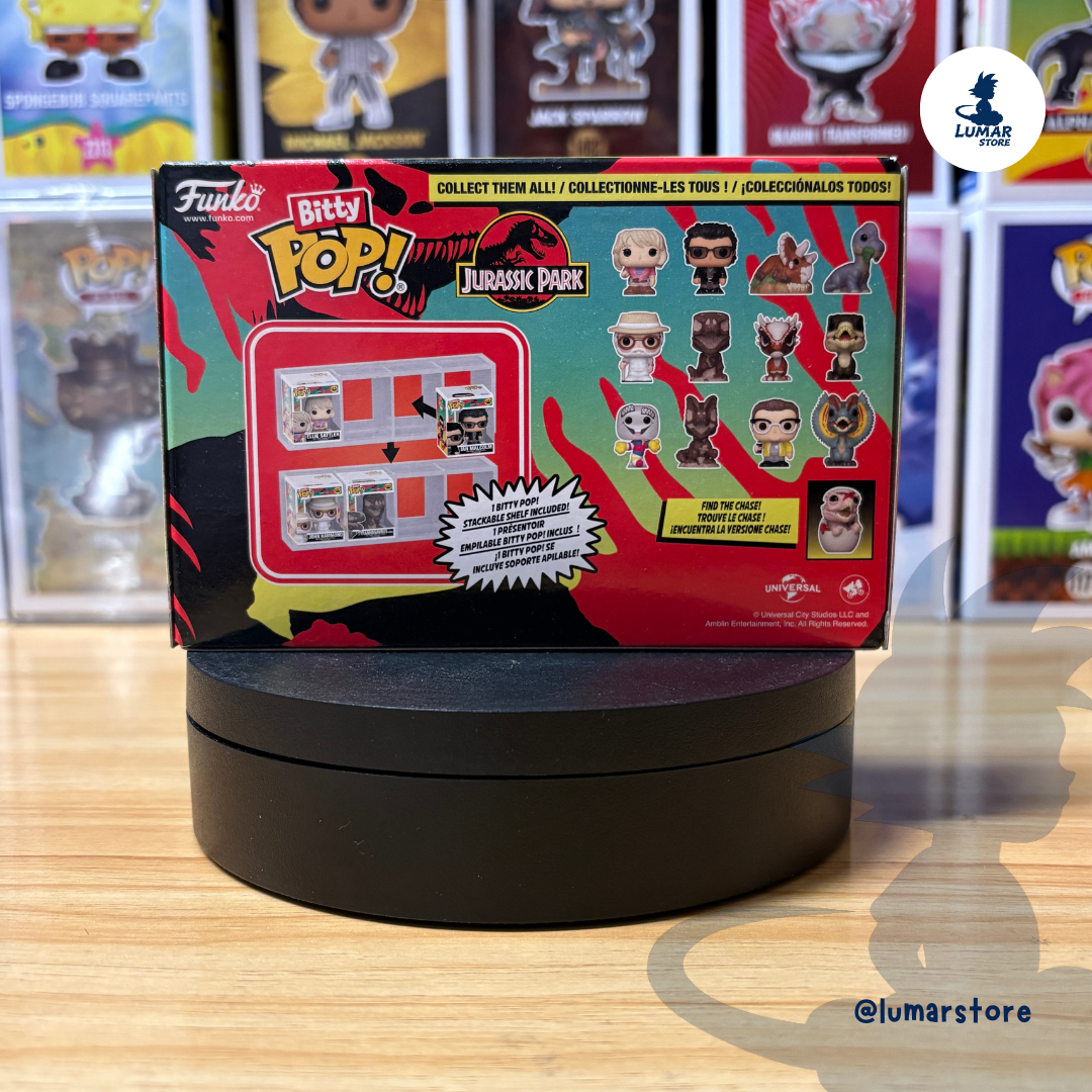 Pack 4 Figuras Funko Bitty Pop! Jurassic Park (Series 2) con Expositor