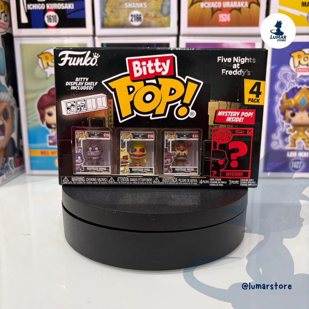 Pack de 4 Figuras Funko Bitty Pop! Five Nights at Freddy's (FNAF): Nightmare Bonnie, Nightmare Chica, Nightmare Freddy & Mystery