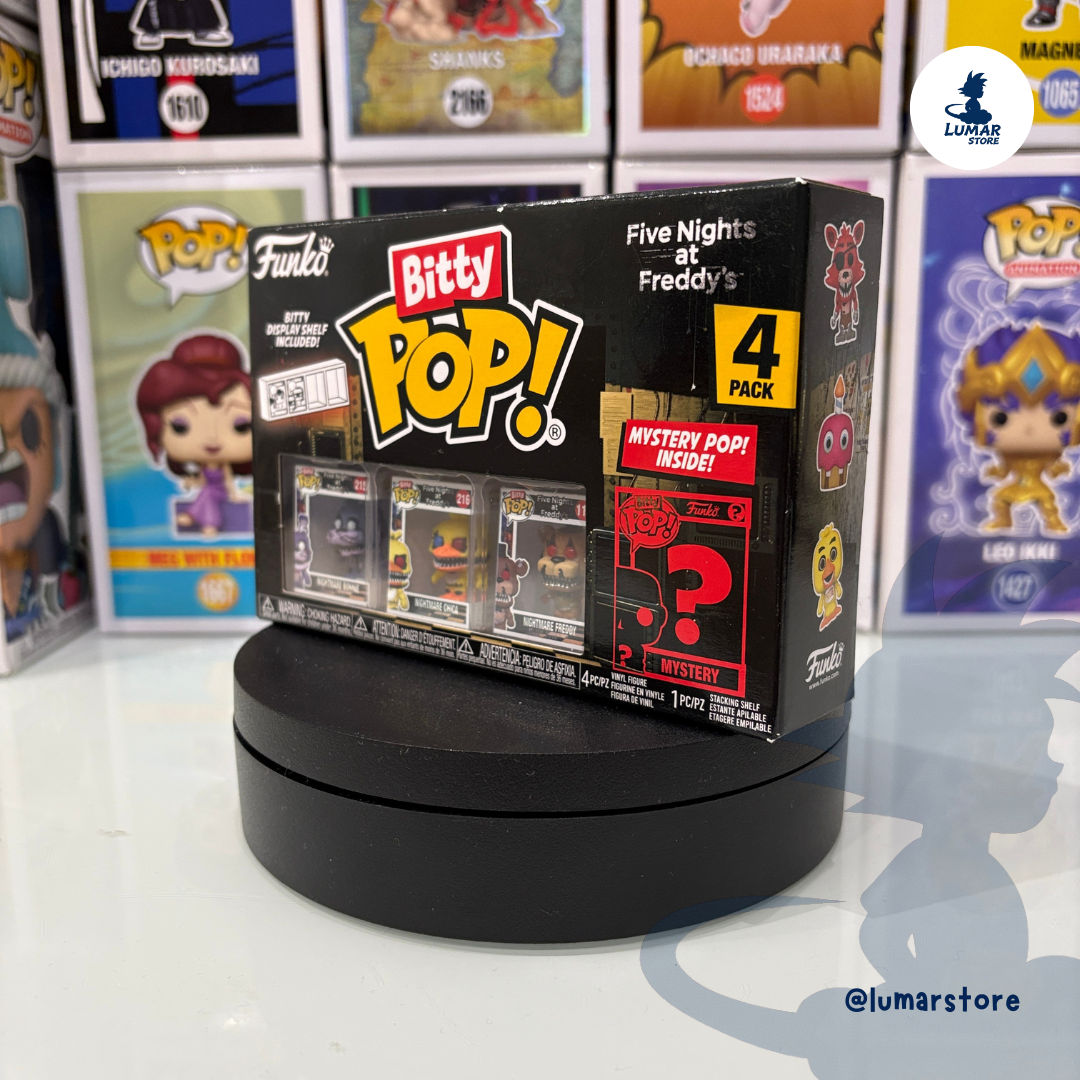 Pack de 4 Figuras Funko Bitty Pop! Five Nights at Freddy's (FNAF): Nightmare Bonnie, Nightmare Chica, Nightmare Freddy & Mystery