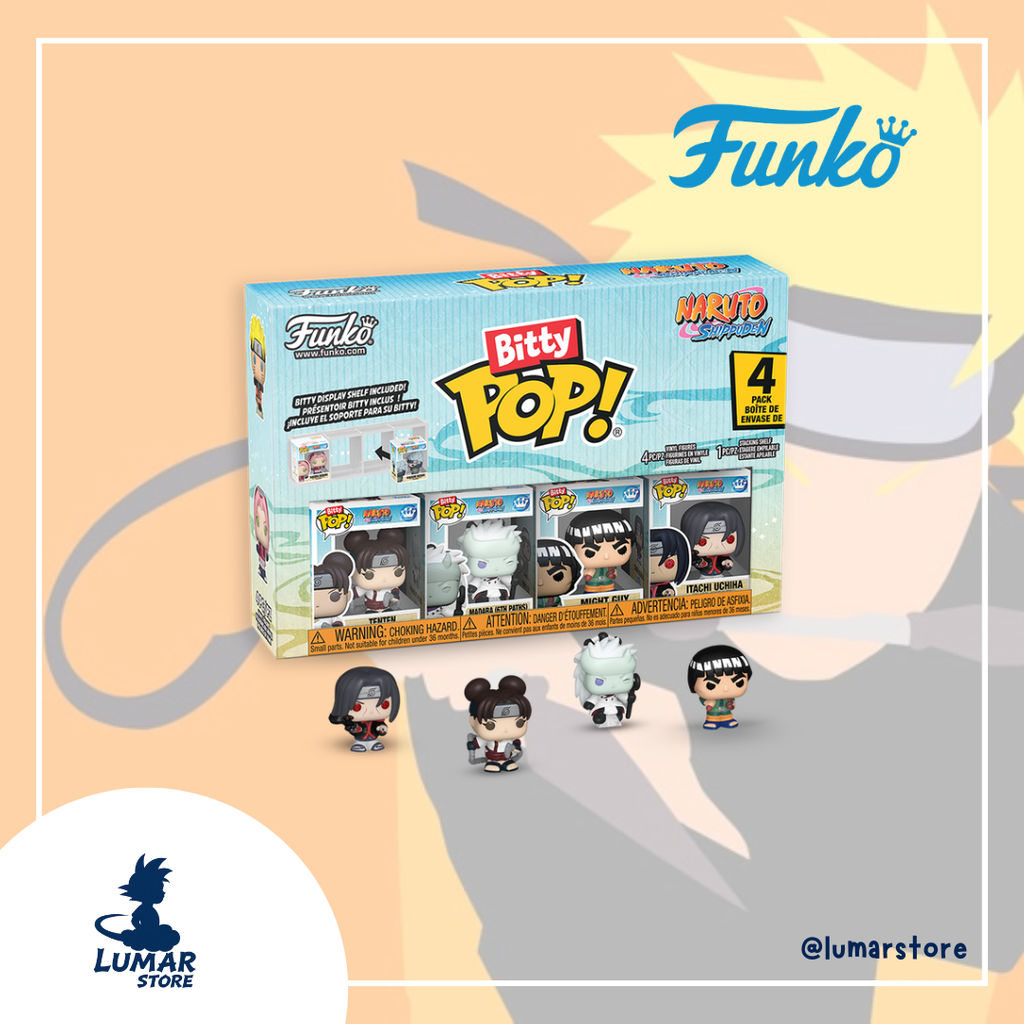 Pack de 4 Figuras Funko Bitty Pop! Naruto Shippuden: Itachi, Madara (Six Paths), Might Guy & Tenten