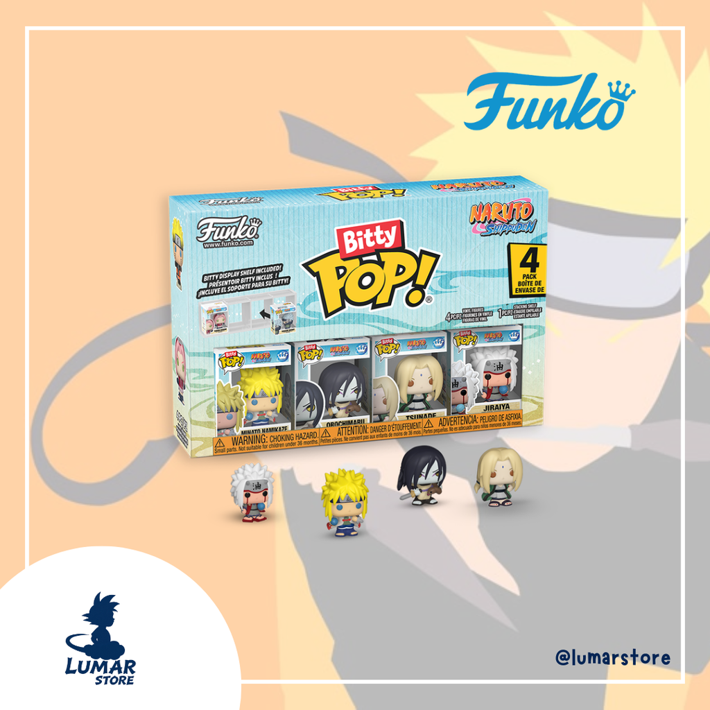 Pack de 4 Figuras Funko Bitty Pop! Naruto Shippuden: Minato, Orochimaru, Tsunade & Jiraiya