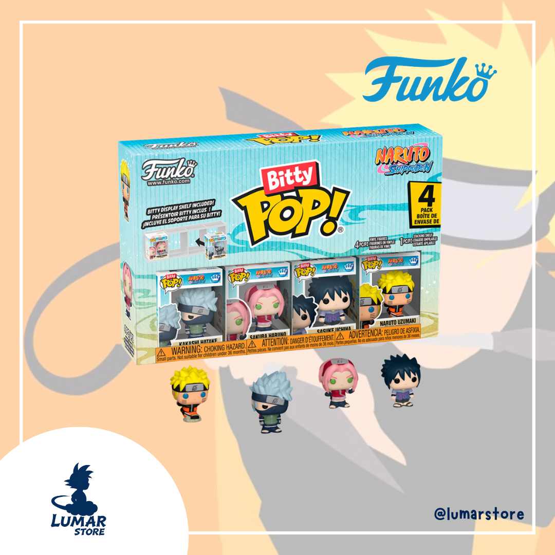 Pack de 4 Figuras Funko Bitty Pop! - Naruto Shippuden : Naruto, Sasuke, Sakura & Kakashi