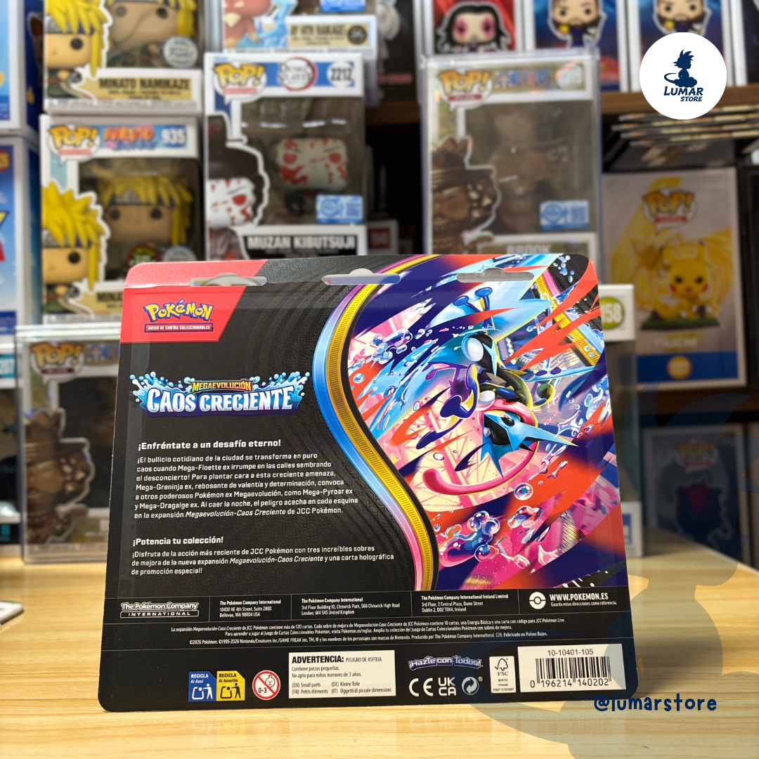 Pokémon TCG: Blister de 3 Sobres Caos Creciente (Español) Megaevoluciones